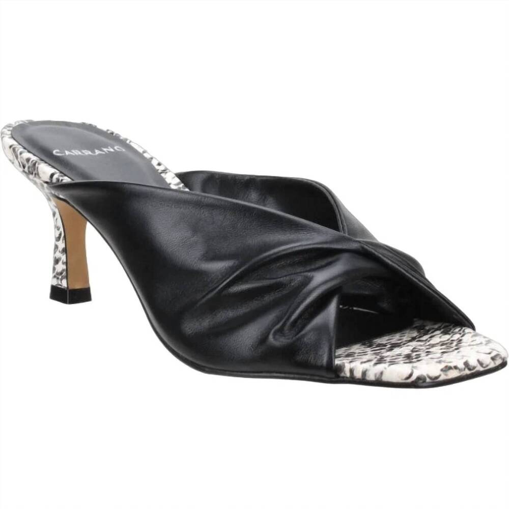 NEW CARRANO women's sage slide leather sandals in black